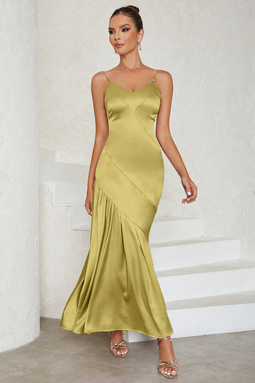 Light Yellow Spaghetti Straps Bodycon Spaghetti Straps Formal Dress